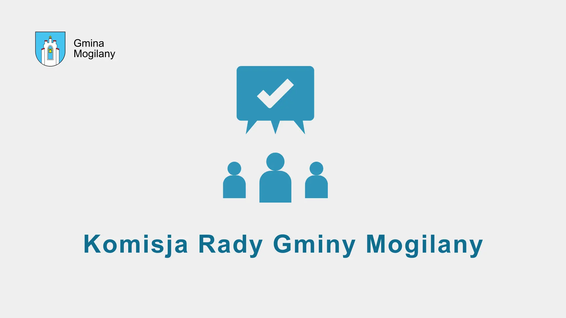 Grafika i napis: Komisja Rady Gminy Mogilany